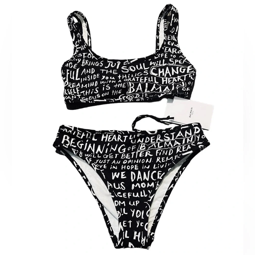 BALMAIN***Black/White Bikini Set***F36 US 4***$589 - Picture 2 of 5